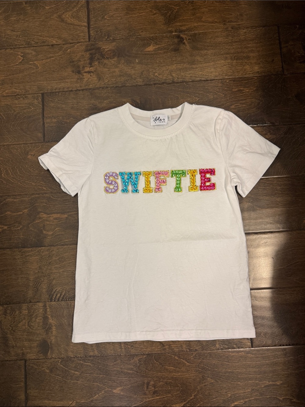 Lola + The Boys White Short-Sleeve Sequin 'SWIFTIE' Graphic Tee